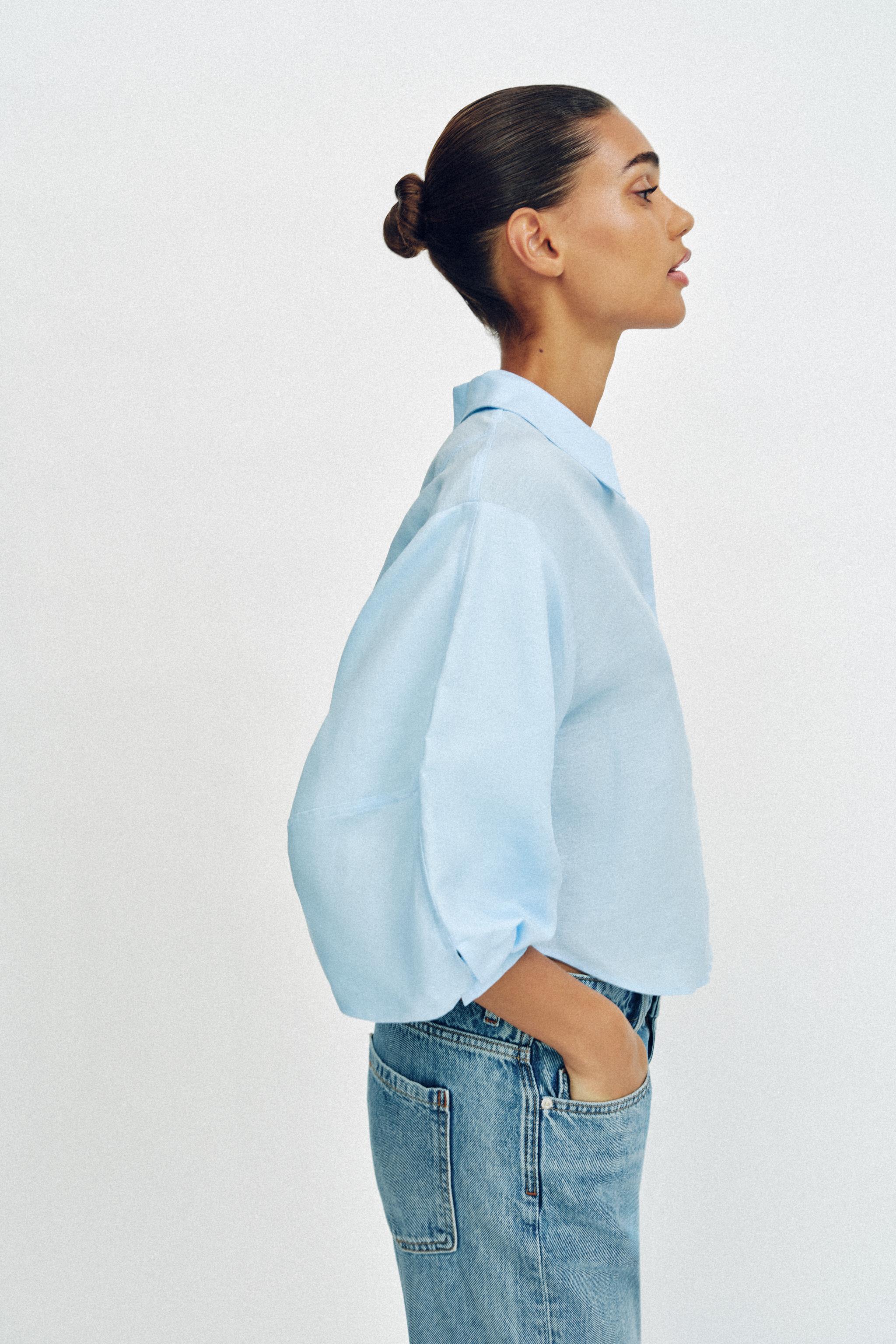 CHEMISE À MANCHES BOUFFANTES EN LIN